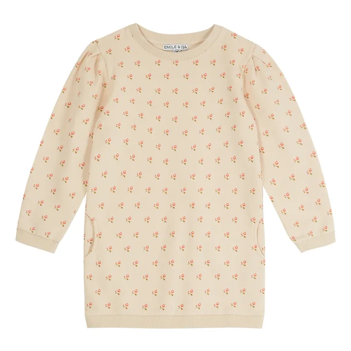 Emile et Ida Robe Molleton Bio Fleurs | Ecru