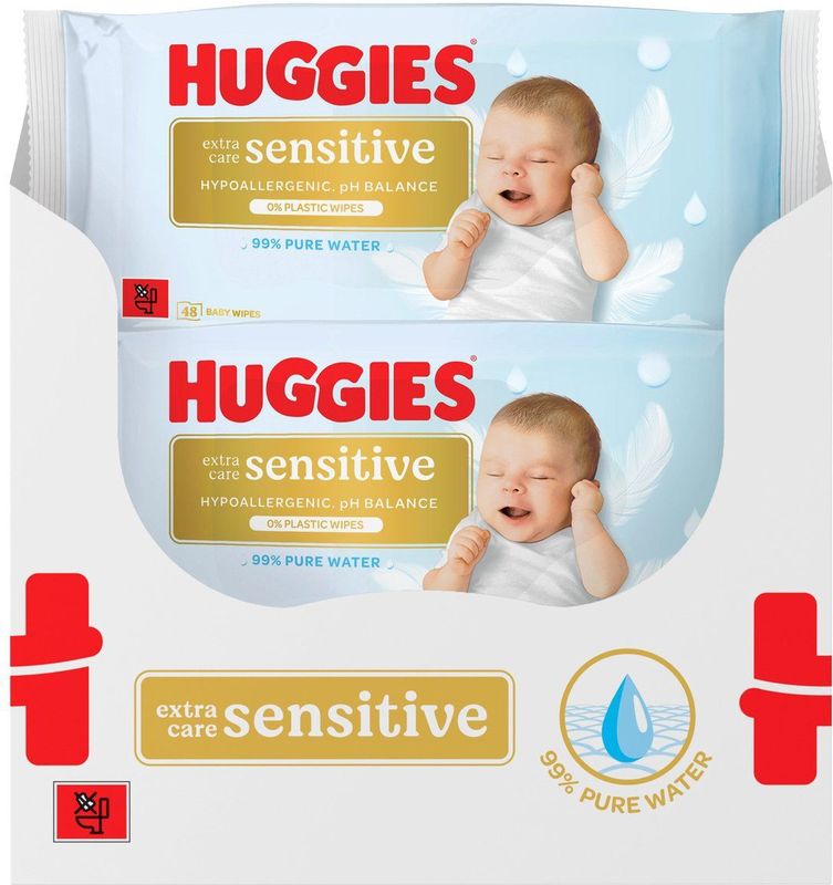 Huggies - Extra Care Sensitive - Billendoekjes - 384 stuks - 100% Plasticvrij