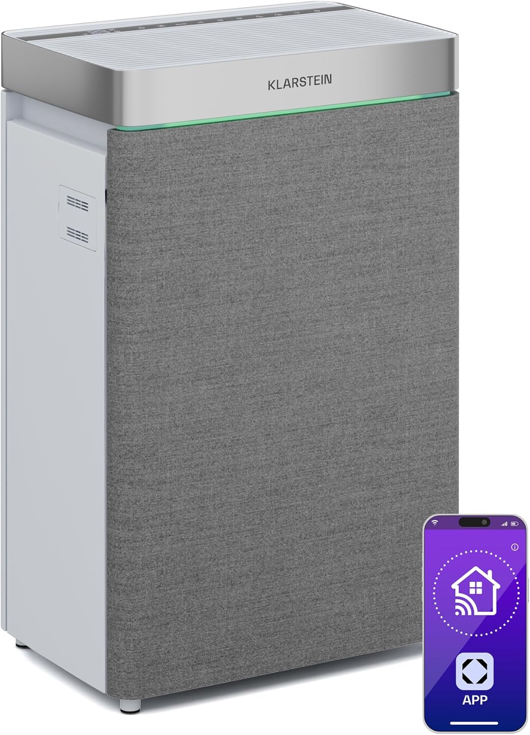 Klarstein AireLux Luftreiniger – HEPA & Aktivkohlefilter, CADR 400 m³/h, Smart WiFi Steuerung, Leiser Betrieb, UV-C Desinfektion, Für Räume Bis 40 m², 6,2L Wassertank