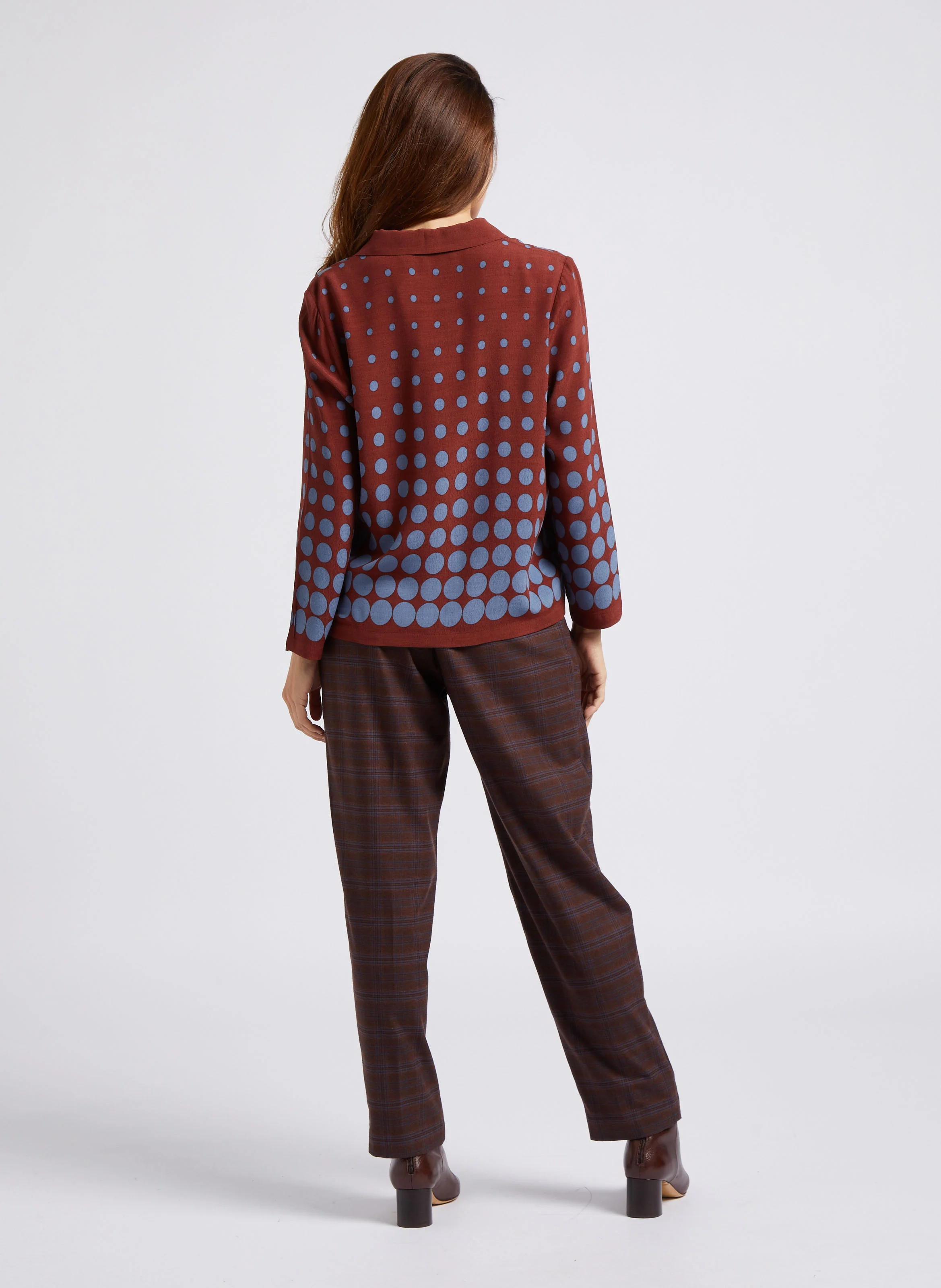 Pantalon à pinces à carreaux | Marron