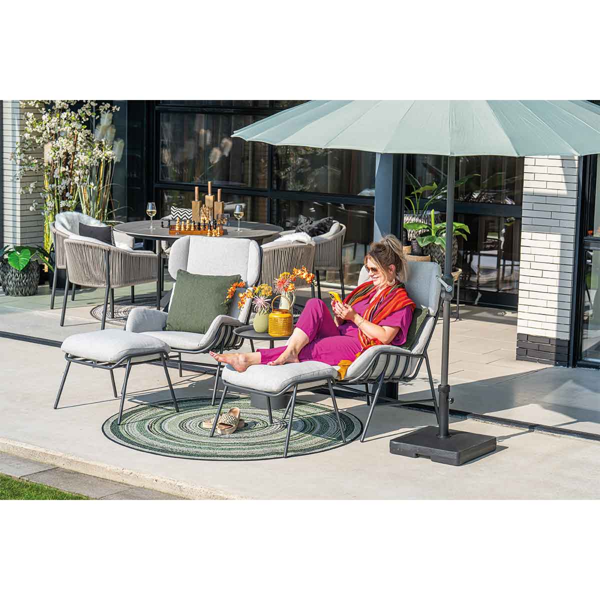 Garden Impressions Fresno - Mati d. grijs 3-delig - loungestoelen