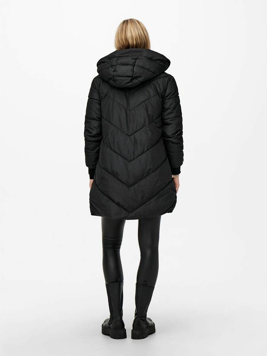JDY<br>Jaqueta comprida de plumas com capa