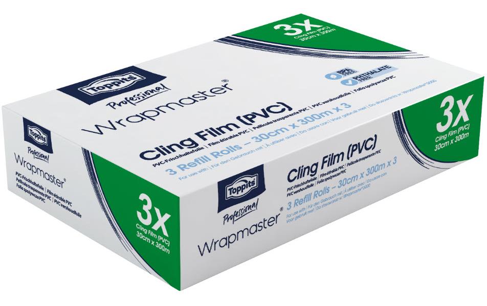 Frischhaltefolie Wrapmaster PVC 30 3 Stück, TransparentNachfüllrolle