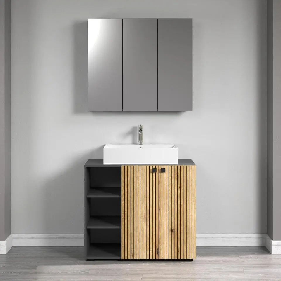 CALICOSY - Badkamerkast met spiegel PUREBLISS - 20x90x80 cm