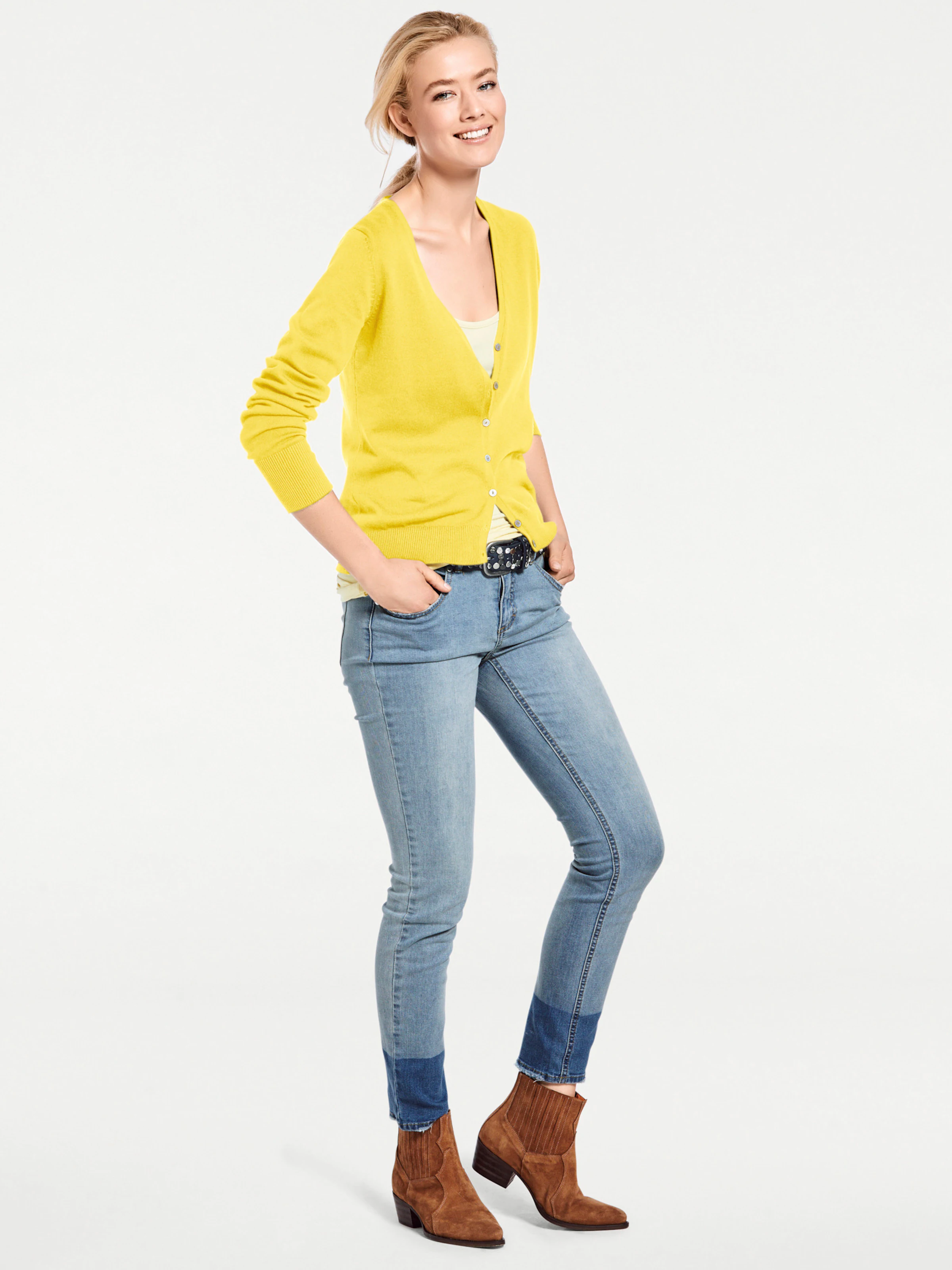 heine Feinstrickjacke in gelb
