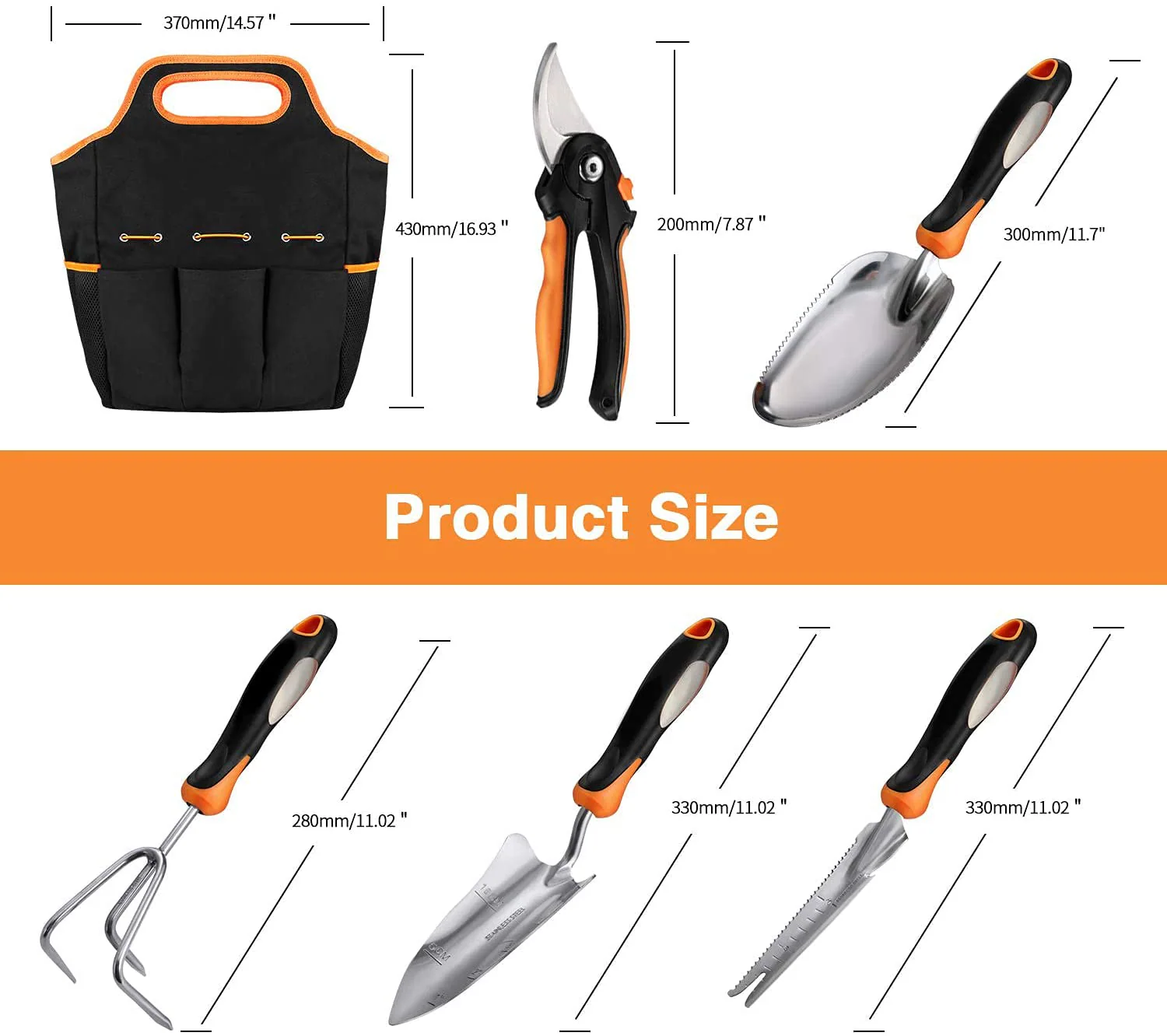 TACKLIFE GGT5A, Gartenwerkzeug Set, Gartengeräte aus Rostfreiem Edelstahl (29 in 1) : Transplantatkelle, Unkrautstecher, Gartenschere, Gartenunkrautschneider, Pflanzenkelle mit Skala, Gartengabel, Handtasche usw.