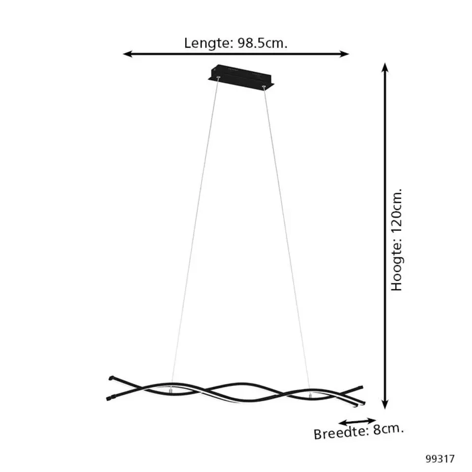 EGLO Lasana 3 Hanglamp - LED - 98,5 cm - Zwart/Wit