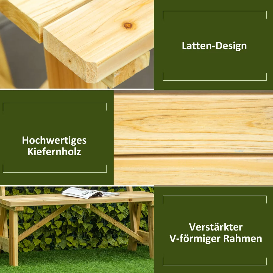 Outsunny Gartenbank für 2 Personen natur