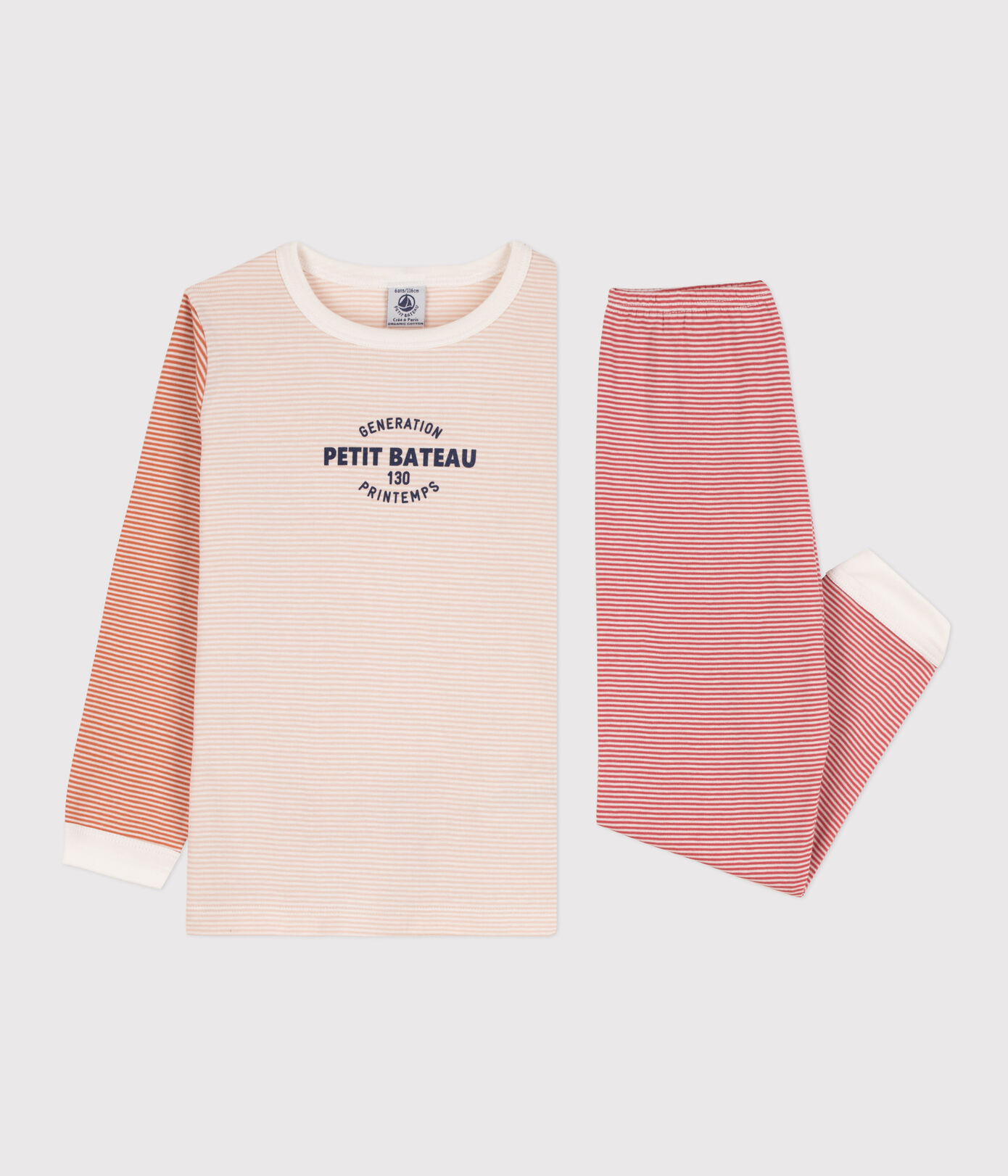 Pyjama milleraies tricolore en coton petite fille/petit garçon