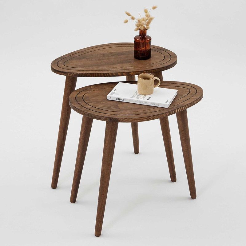 Kalune Design - Bijzettafel Set van 2 - Walnootbruin - Hout