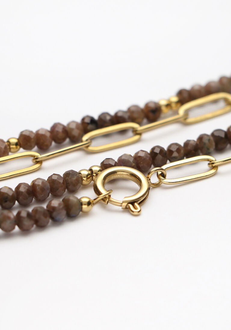 NOTRE-V bruine notre-v ketting ketting/armband combinatie