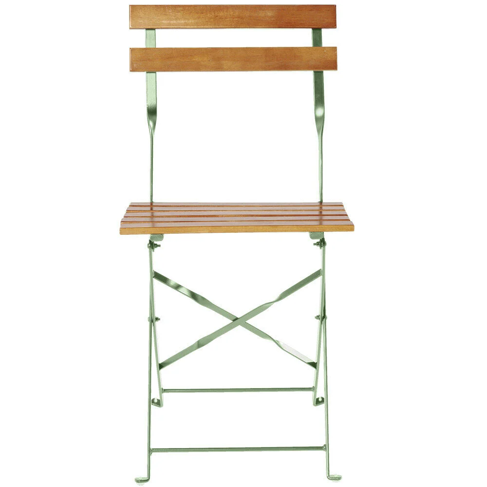 Chaise de jardin pliante Bali métal vert et bois 39x47xH.77 cm