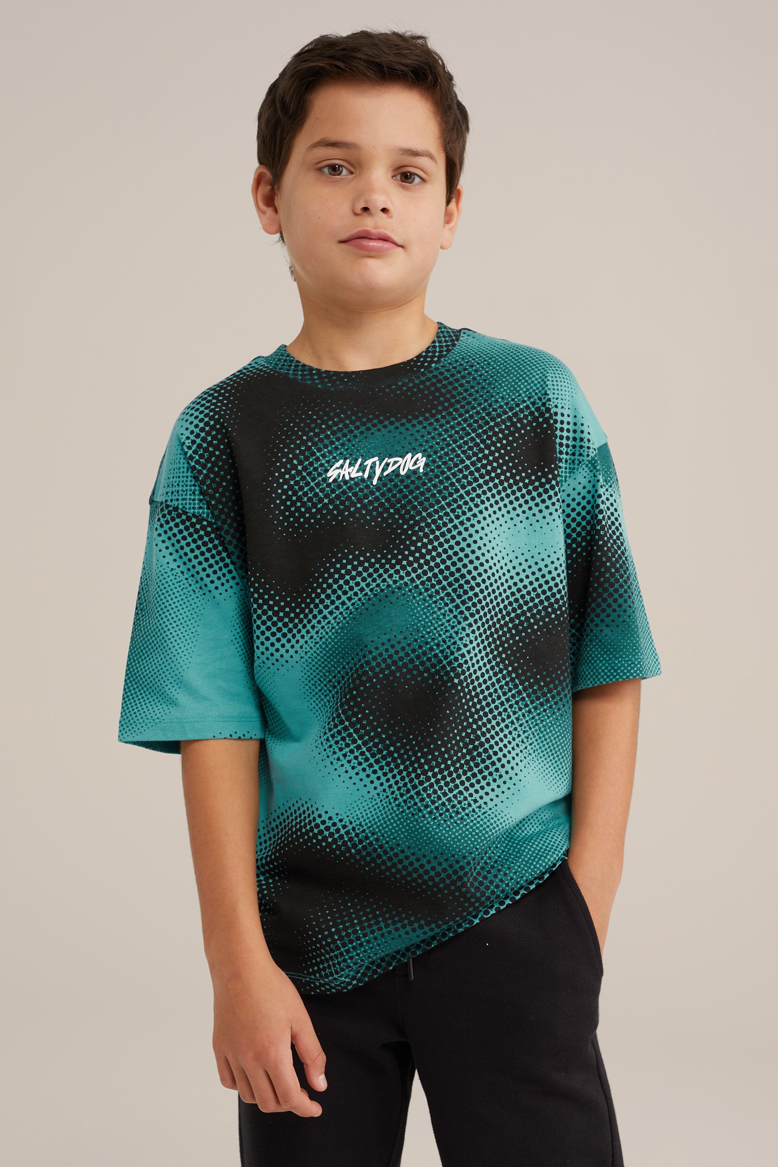 Jongens T-shirt met dessin WE Fashion Zeegroen
