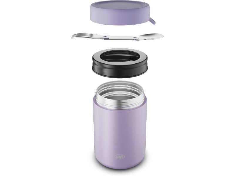 Alfi Thermo-Foodbehälter 0.35 l, Lavendel Outdoor-Behälter aus Edelstahl mit Göffel