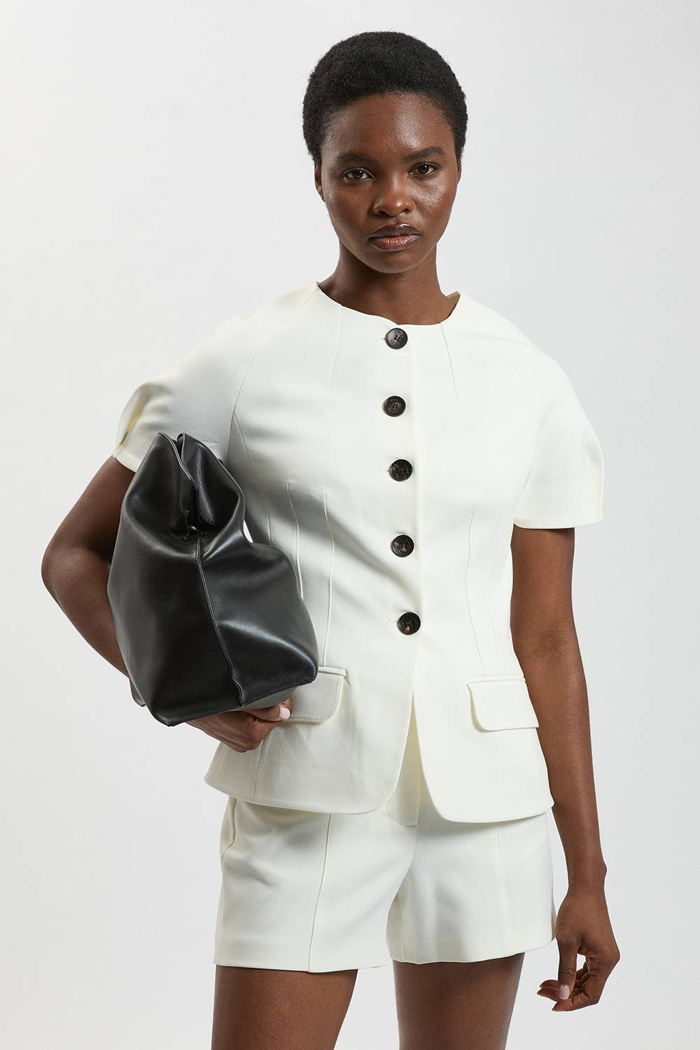 KarenMillen Veste Ajustée À Manches Courtes En Tissu Stretch Compact