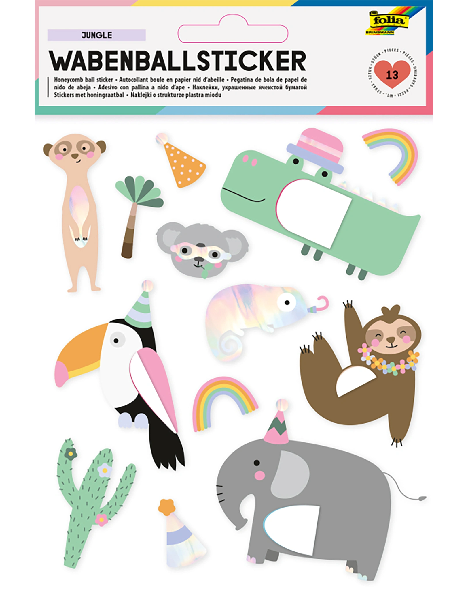 Wabenball-Sticker JUNGLE 13-teilig