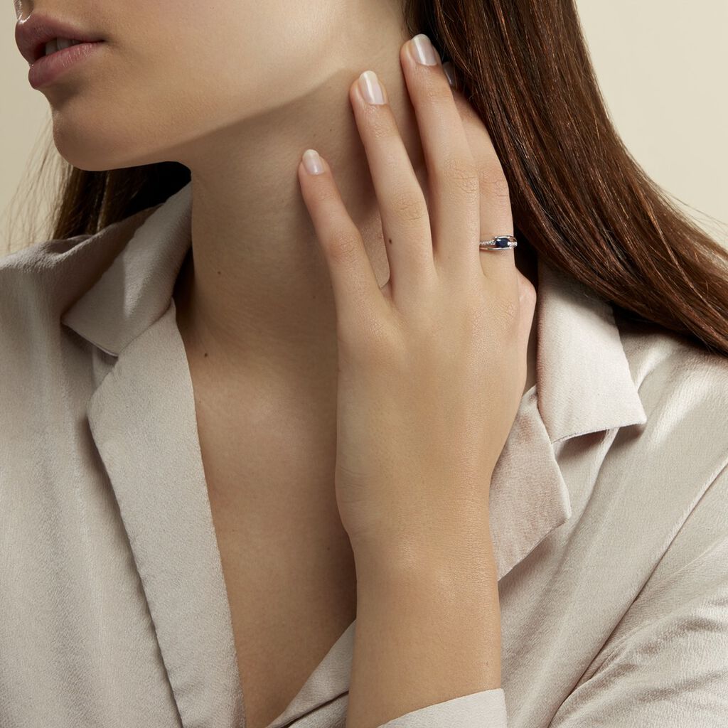 Bague Viyan Or Blanc Saphir Et Diamant