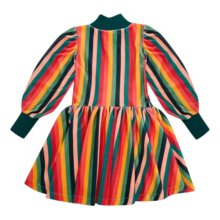 The Middle Daughter Robe en Velours Rayé Manches Bouffantes | Bleu