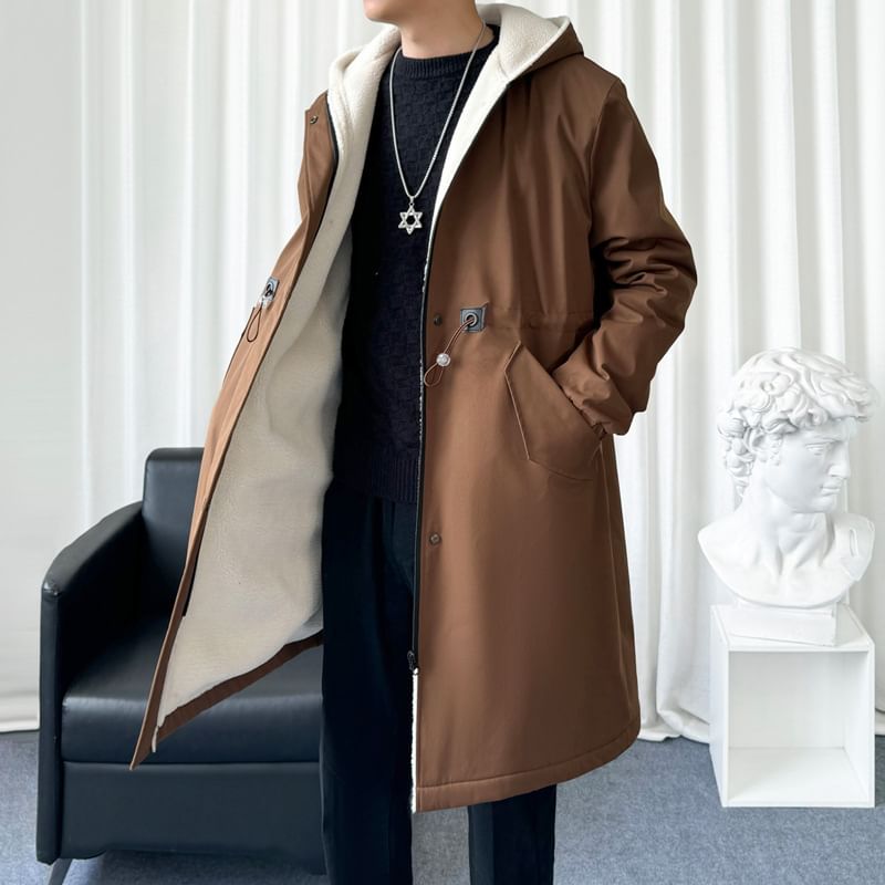 FORSETI - Lange trenchcoat met capuchon, trekkoord in de taille en ritssluiting