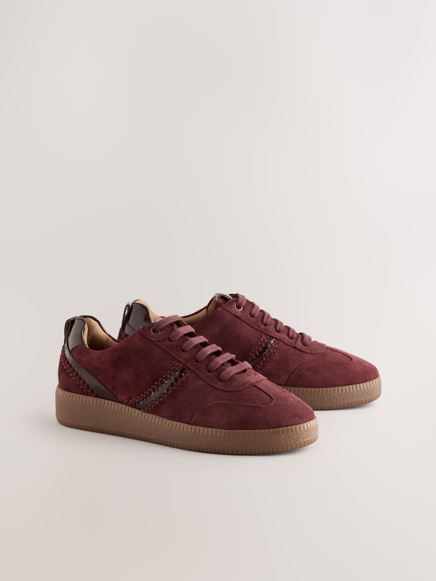 Bordeauxrood - Forever Comfort® leren vetersneakers met dikke zool