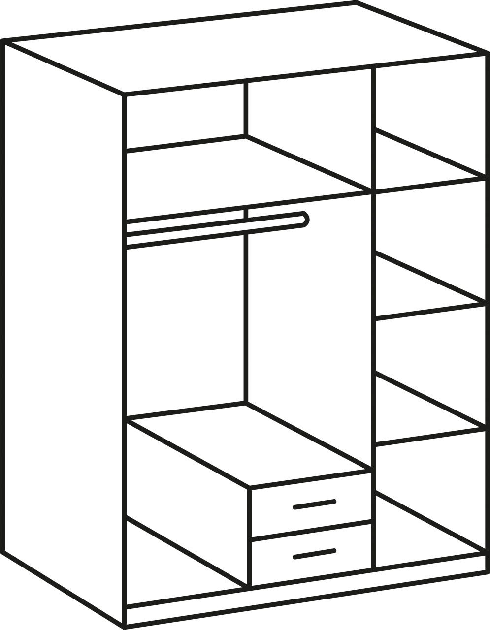 Wimex Kleiderschrank »Cork, mit oder ohne Spiegel, rustikaler Look im Industrial Design« wahlweise in 135cm oder 180cm breit, 58cm tief, 199cm hoch