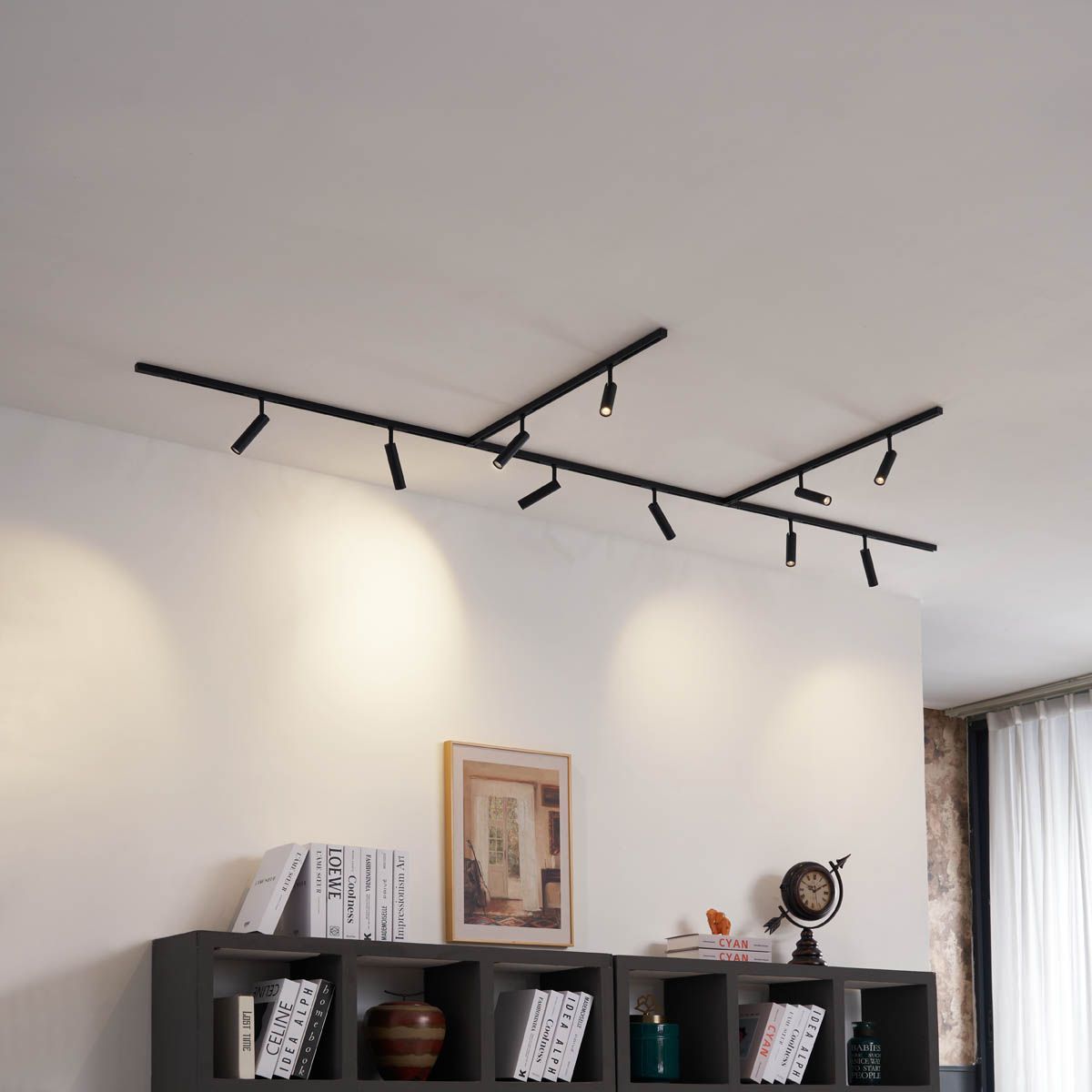 Modern railsysteem met 10 spots zwart 1-fase - Slimline Uzzy