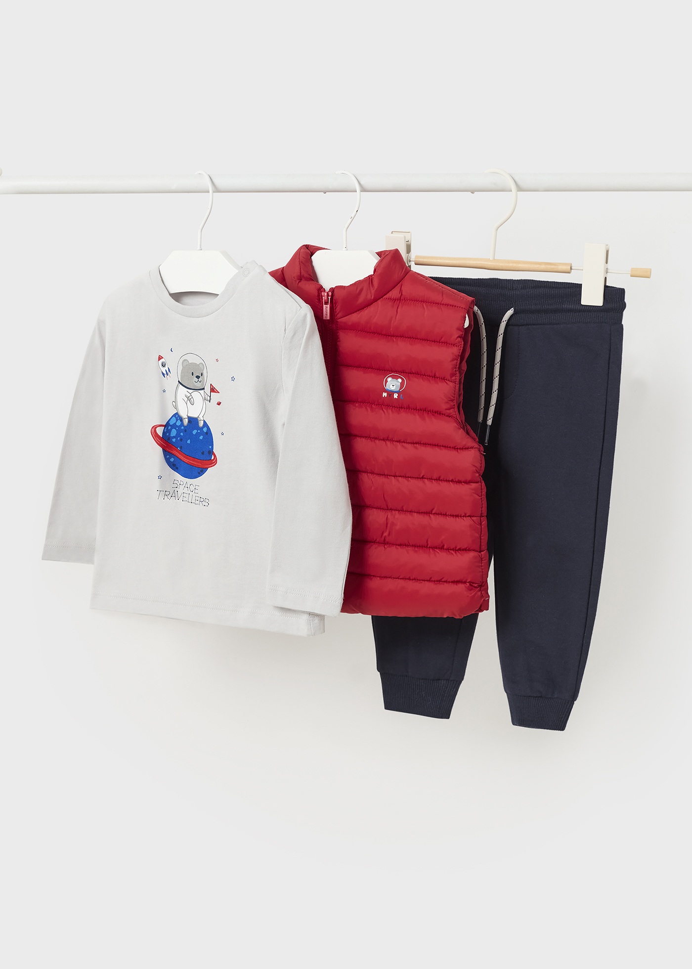 Conjunto de 3 peças com colete acolchoado para bebê