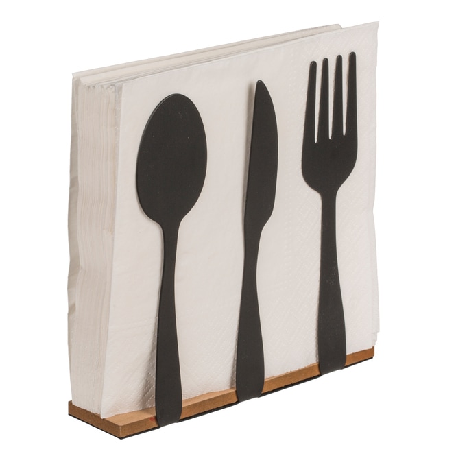 Serviettenhalter - Besteckform - schwarz/braun - ca. 16,5 x 4 x 16,5 cm