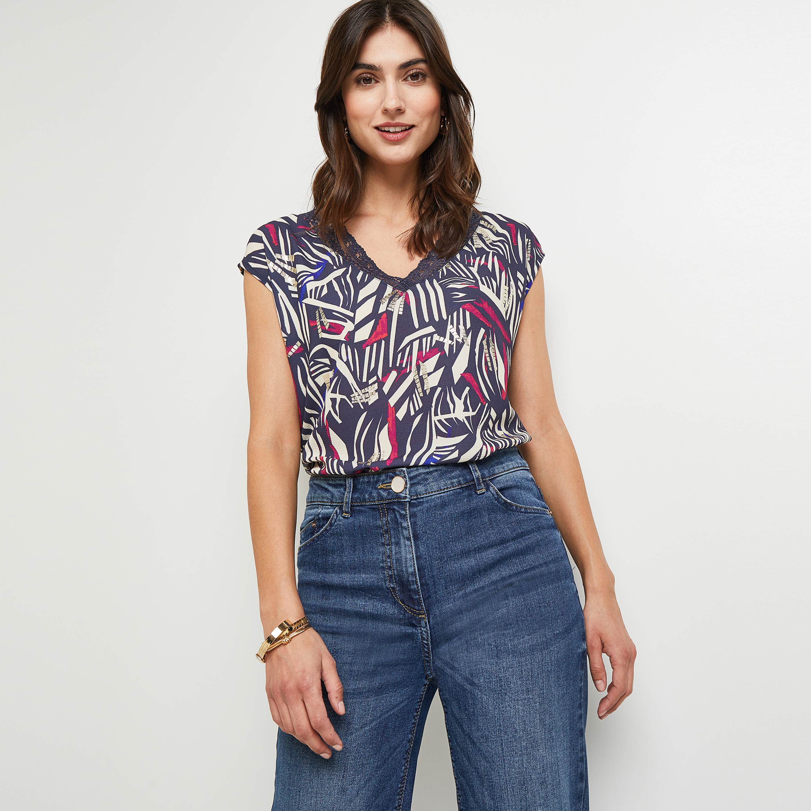 Tshirt imprimé femme - MARINE