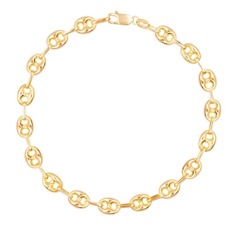 Bracelet Or Jaune Maille Grain de Café - Homme