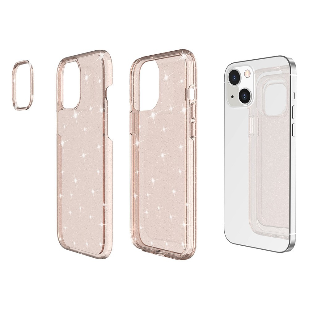 iPhone 13 Hybrid Hardcase Schutzhülle im Glitzer Design - Gold / Transparent