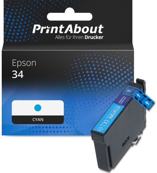 PrintAbout - Inktcartridge 34 - Cyaan - Geschikt voor Epson