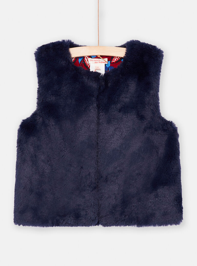 Cardigan bleu nuit réversible fille