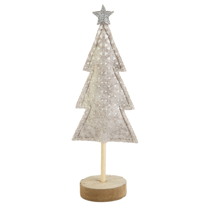 Standdeko - Tannenbaum - grau/silber/braun - ca. 7,5 x 5,5 x 22 cm