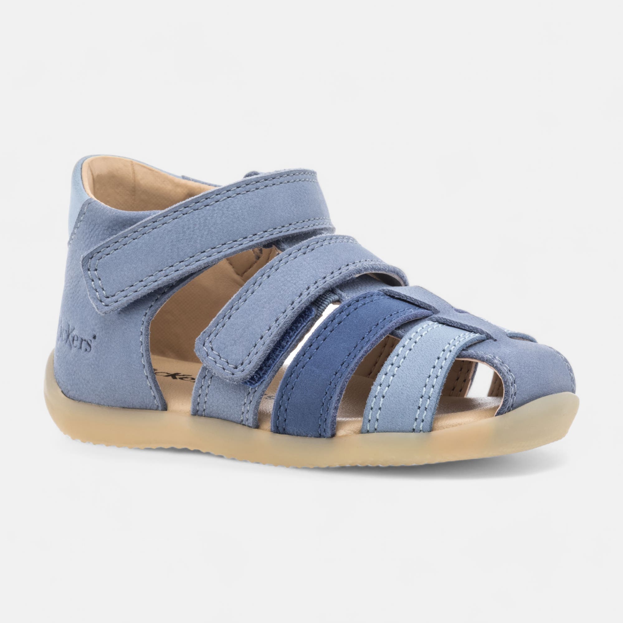 Nu-pieds Bébé garçon en cuir bleu