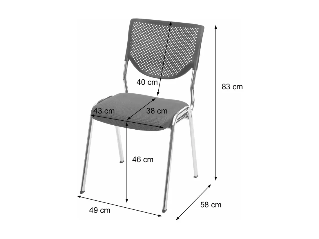 Chaise visiteur H401 Empilable (lot de 4), siége gris foncé, pieds chromés