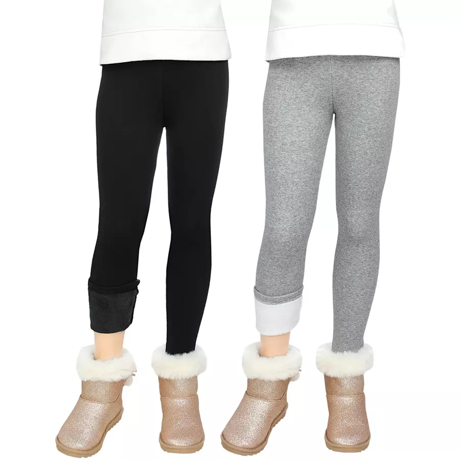 TupTam Mädchen Winter Leggings 2er PACK Gefüttert schwarzgrau