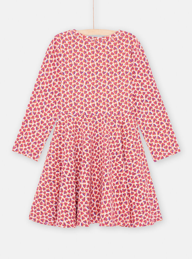 Robe mauve et rose à imprimé coeur fille