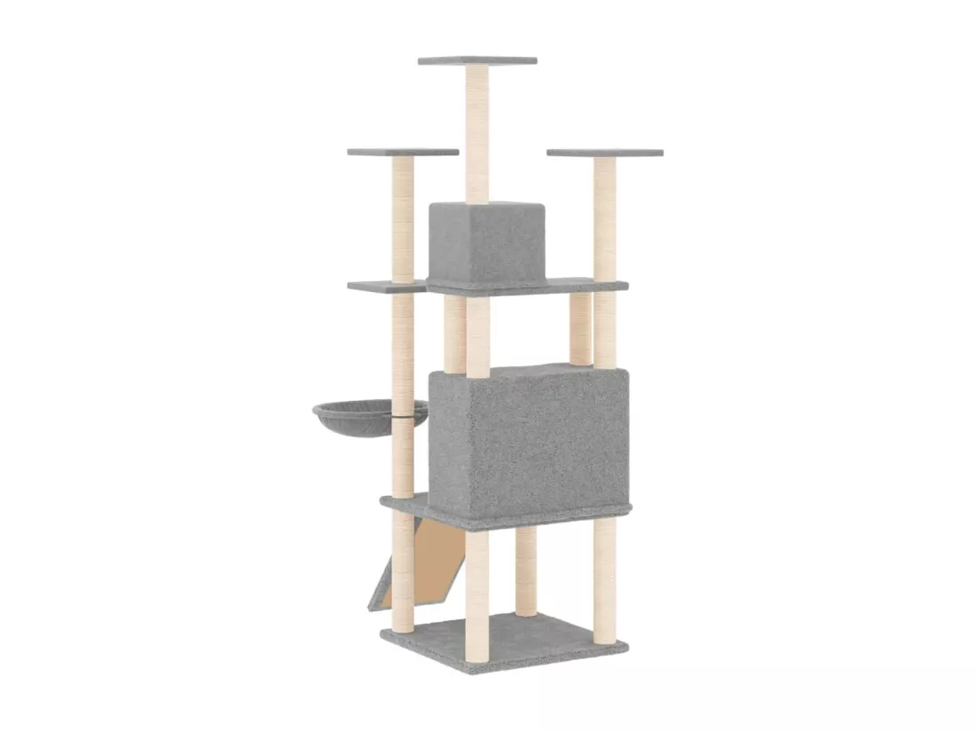 Arbre à chat avec griffoirs en sisal Gris clair 154 cm