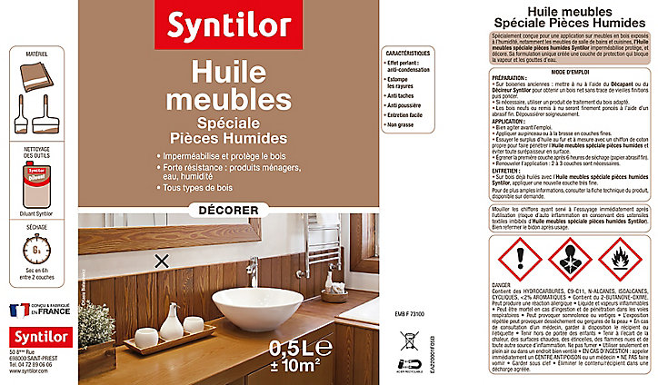 Huile meubles spéciale pièces humides Naturel 500 ml