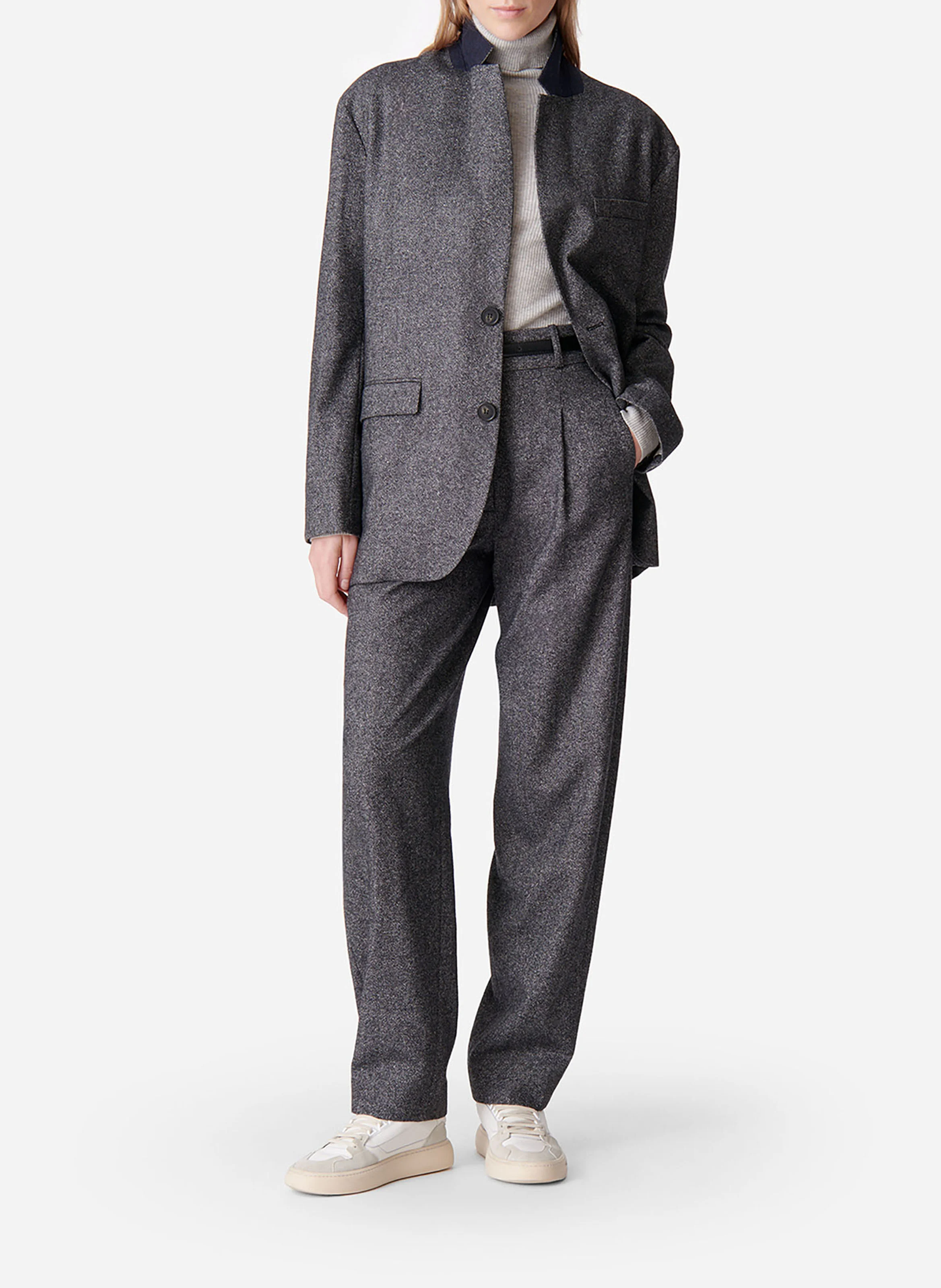DARIA - Veste de tailleur en coton | Gris