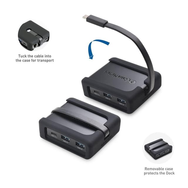 Cable Matters 1 til 8 USB-C dockingstation 3x Displayport USB-C PD100W RJ45 GigaLan 1xUSB-C + 2xUSB-A 5Gbps kompatibel med Thunderbolt 3/4, USB4