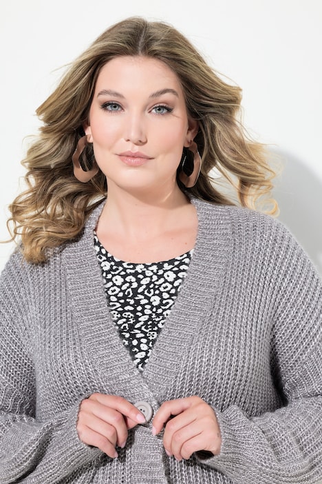 Strickjacke mit Glitzergarn, Loose Fit