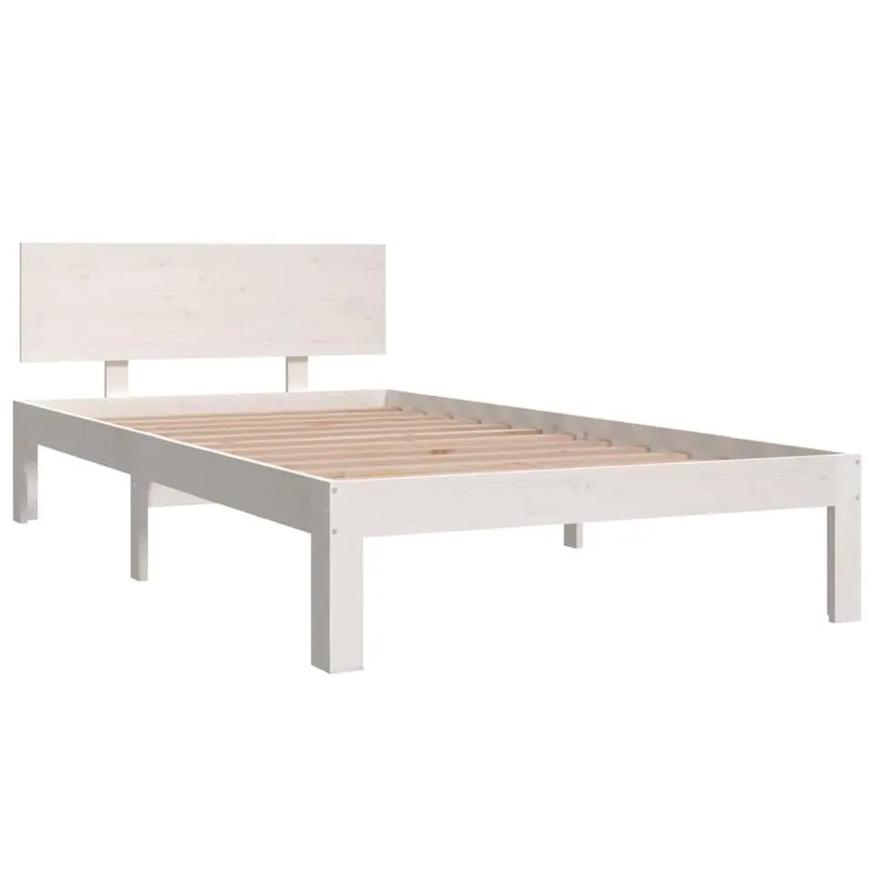 vidaXL - Bed frame met hoofdbord - Wit - Massief grenenhout - 100x200 cm