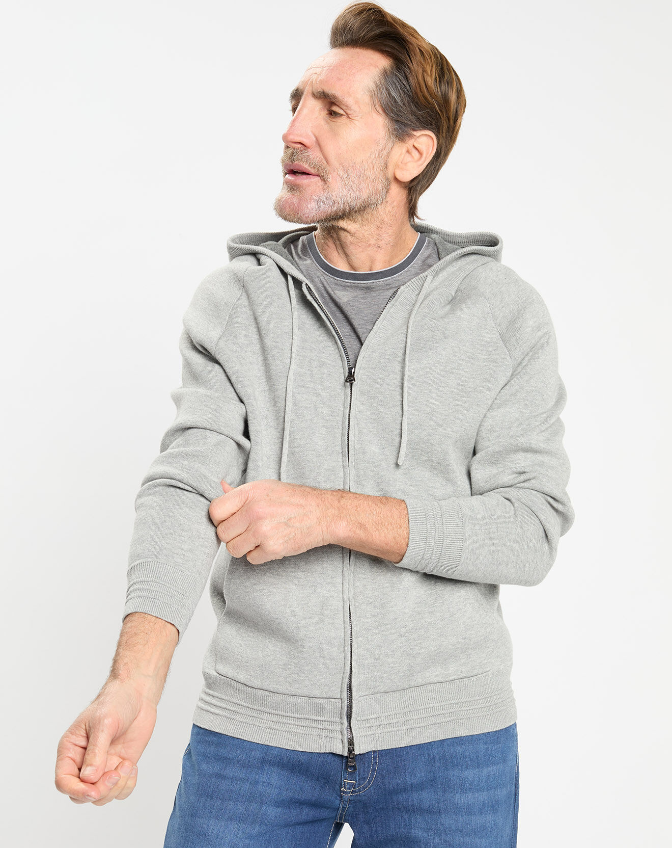 Hackett London Gilet zippé à capuche gris