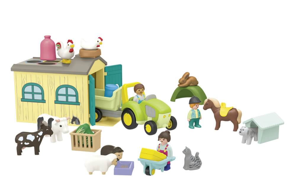 PLAYMOBIL 71656 1.2.3: Bauernhof-Abenteuer mit Traktor, Anhänger und tierischen Freunden
