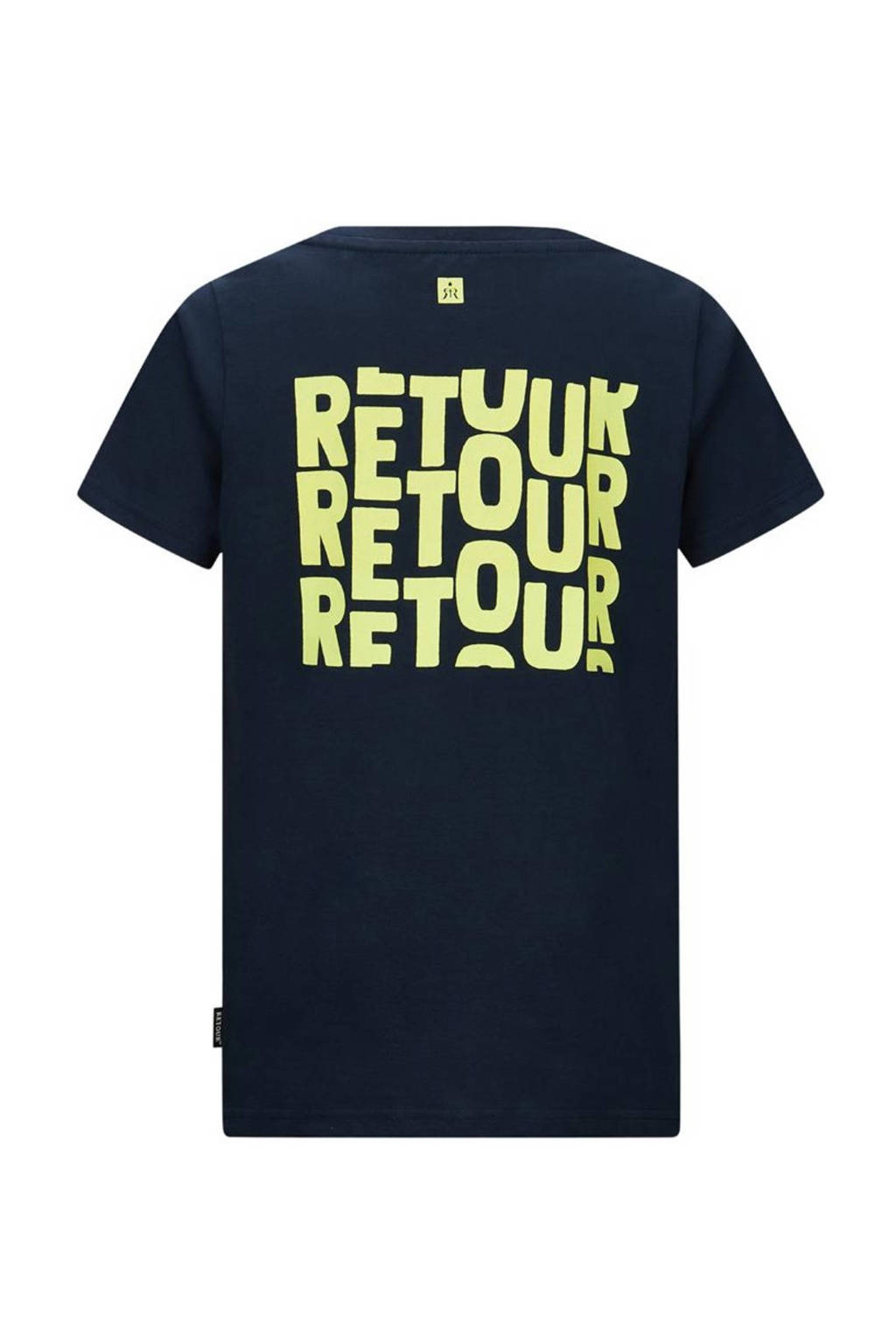 Retour Jeans T-shirt Chiel met backprint donkerblauw