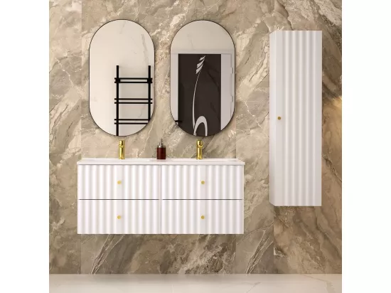 Meuble double vasque encastrée 120cm Izae Blanc