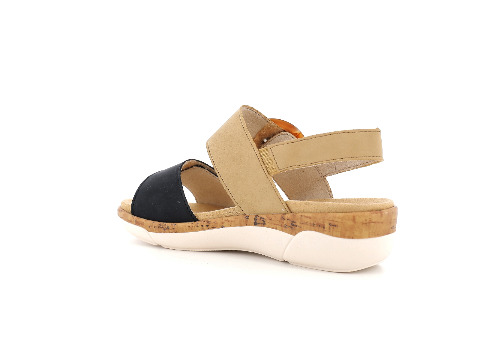 Remonte-R6853 Matières combinées Noir Beige