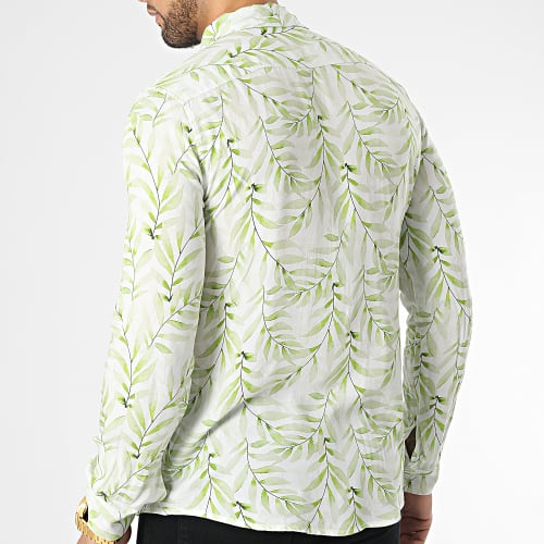 Chemise Manches Longues Blanc Vert